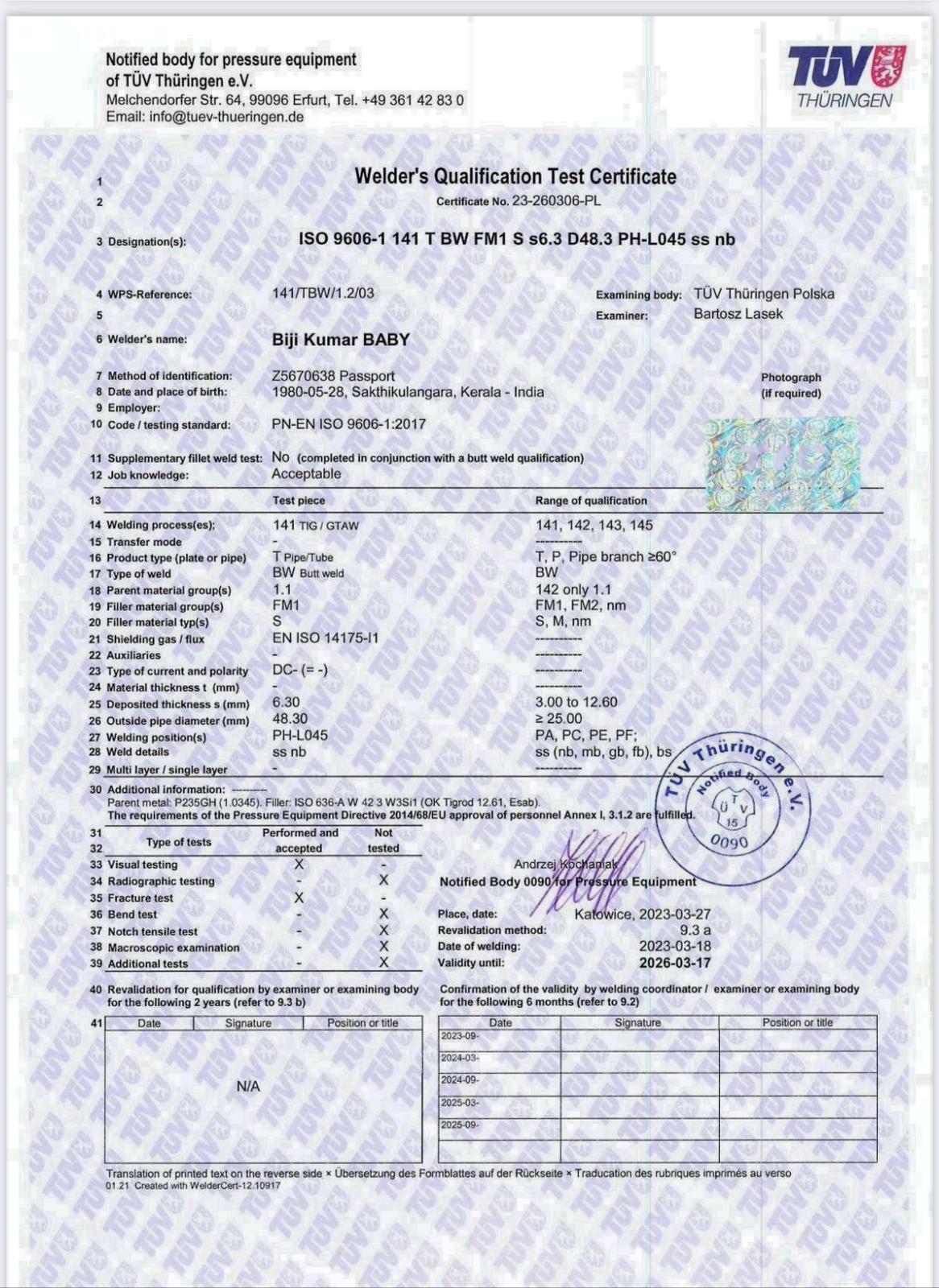 TUV ANB Certification